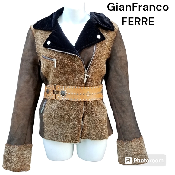 Rare GianFranco FERREsherpa and Nubuck leather bomber moto biker Jacket